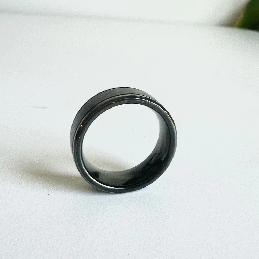 Triton Tungsten Carbide Mens‎ Band Ring Brushed Gunmetal Grey 8mm Size 11.5